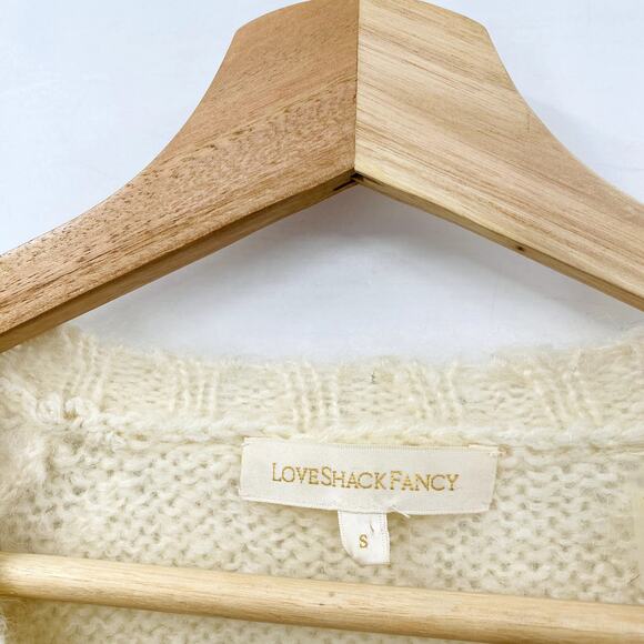 LoveShackFancy Nuri white pink mohair Pom cardigan - Picture 10 of 12